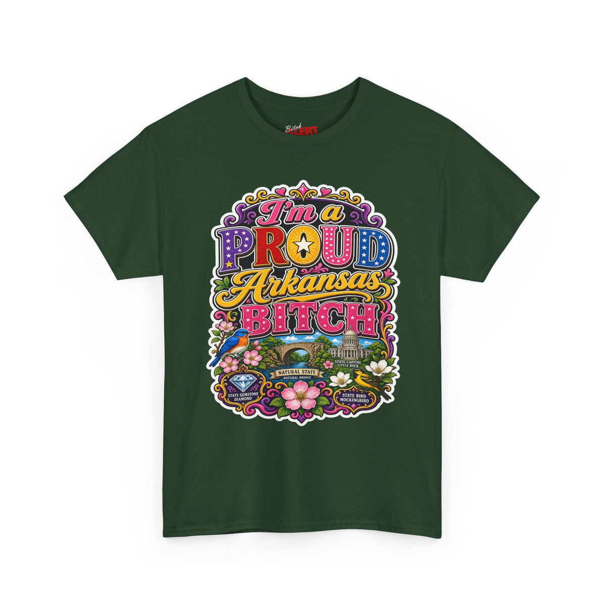 Arkansas Proud Bitch T-Shirt — Retro Floral State Pride Tee