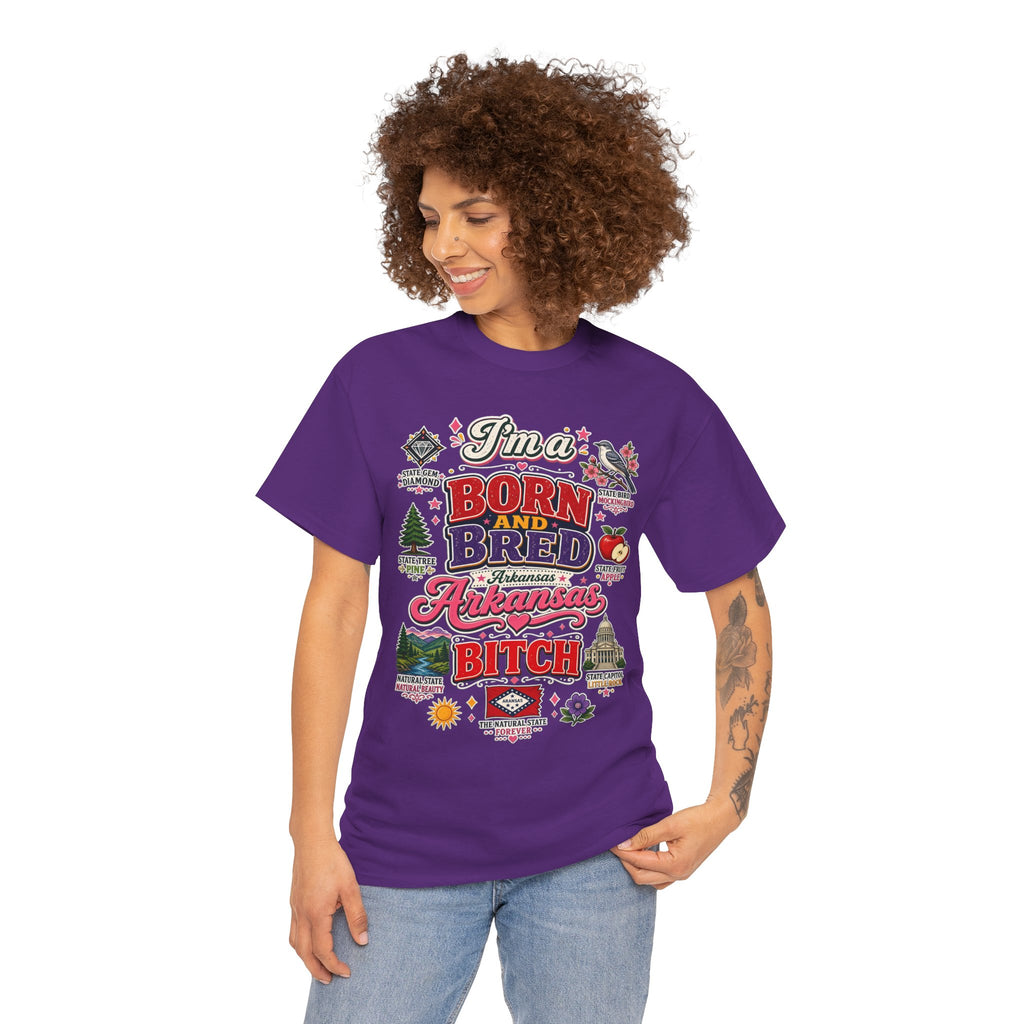 Arkansas Born and Bred Bitch T-Shirt — State Pride Graphic Tee