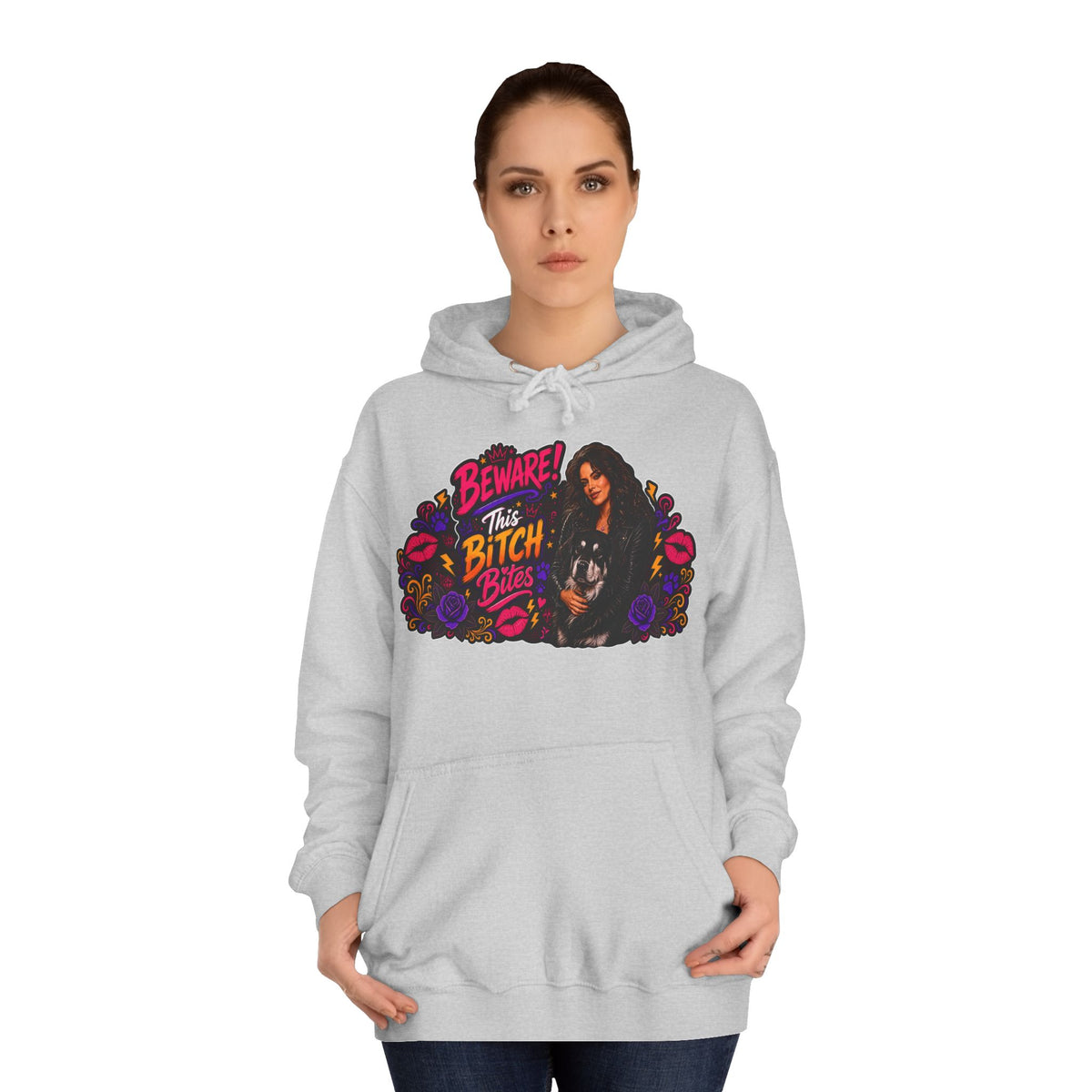 "Beware This Bitch Bites" Floral Graphic Hoodie