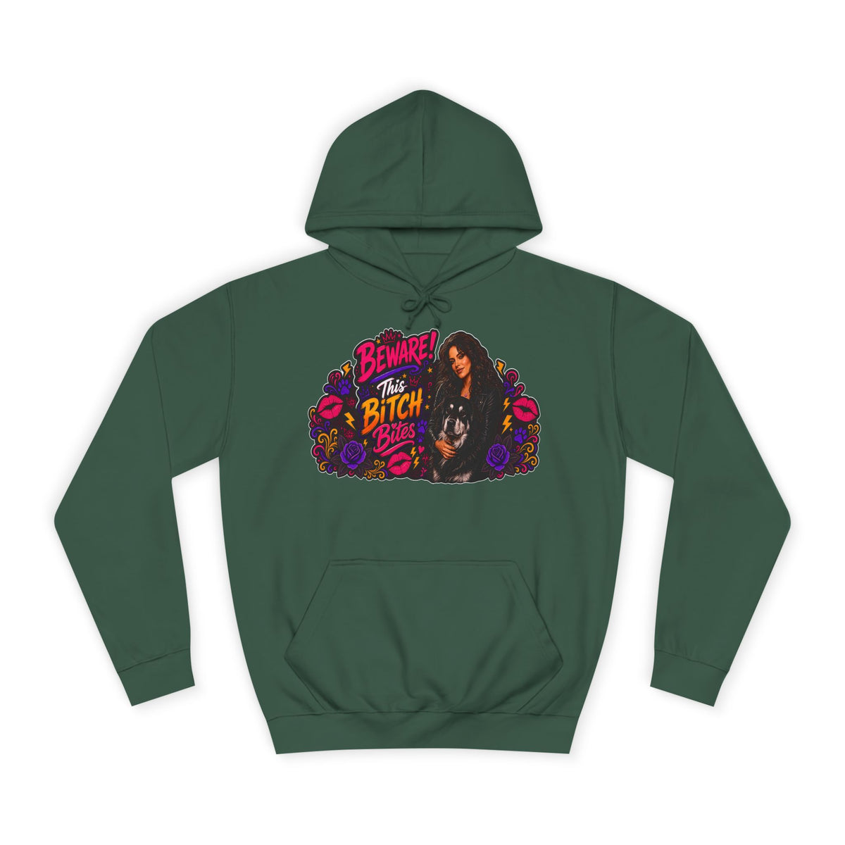 "Beware This Bitch Bites" Floral Graphic Hoodie