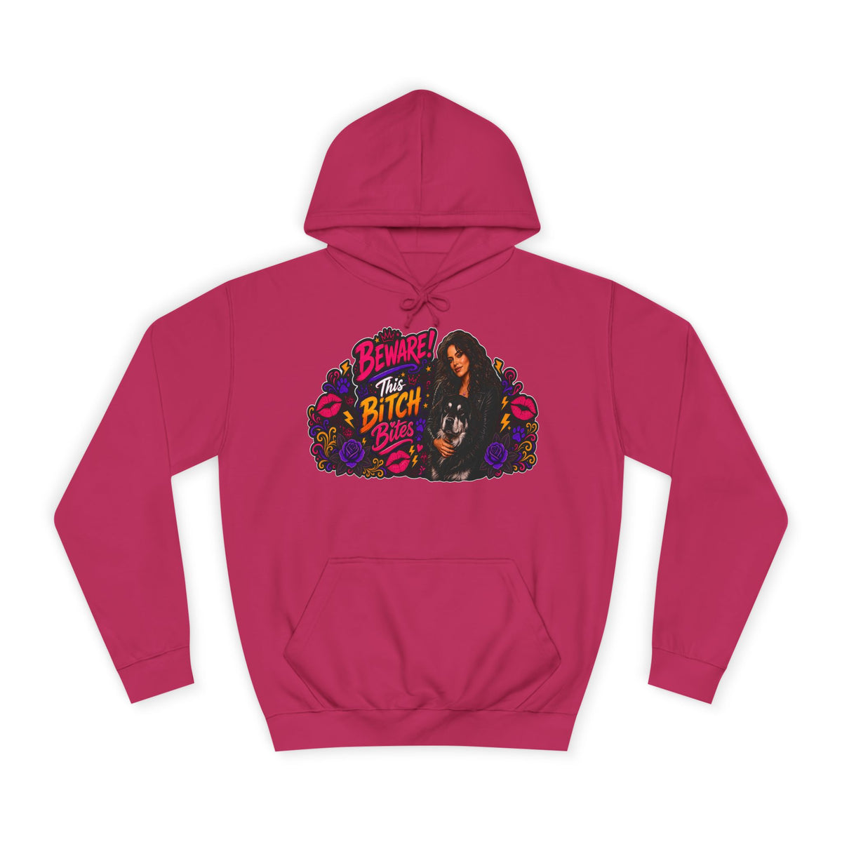"Beware This Bitch Bites" Floral Graphic Hoodie