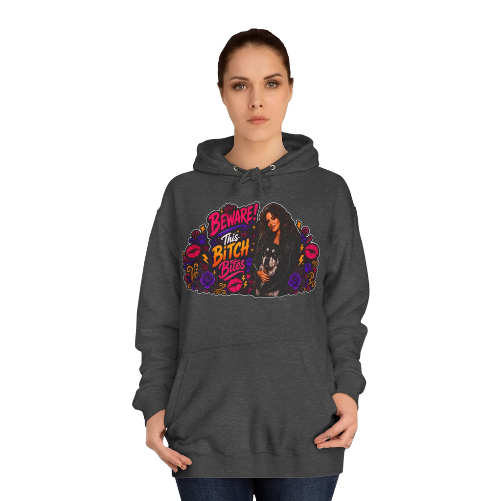 "Beware This Bitch Bites" Floral Graphic Hoodie