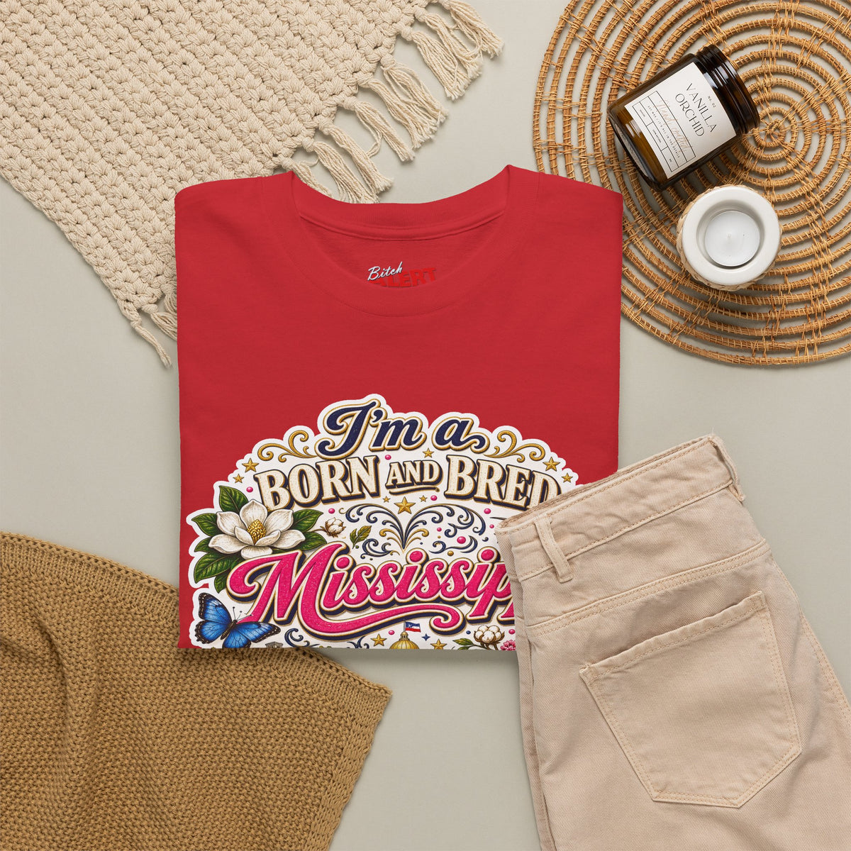 Mississippi Born and Bred Tee — "The Magnolia State Bitch" Graphic T-Shirt