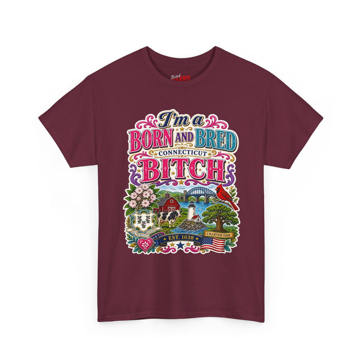 Connecticut Born and Bred Graphic Tee — "I'm a Born and Bred Connecticut Bitch"