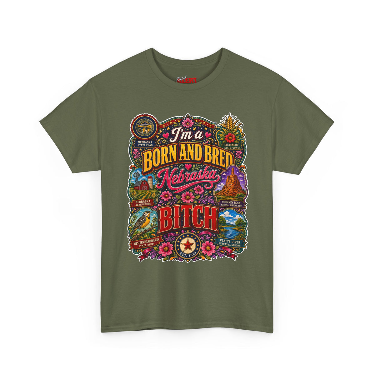 Nebraska Born & Bred Tee 2 — "I'm a Born and Bred Nebraska Bitch" Vintage State Pride T‑Shirt