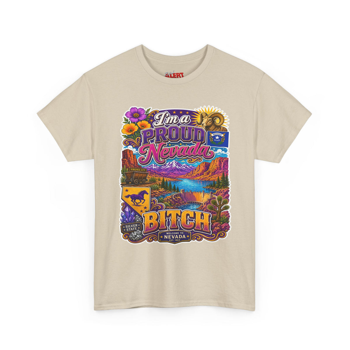 Nevada Proud T-Shirt — "I'm a Proud Nevada Bitch" Retro Scenic Tee