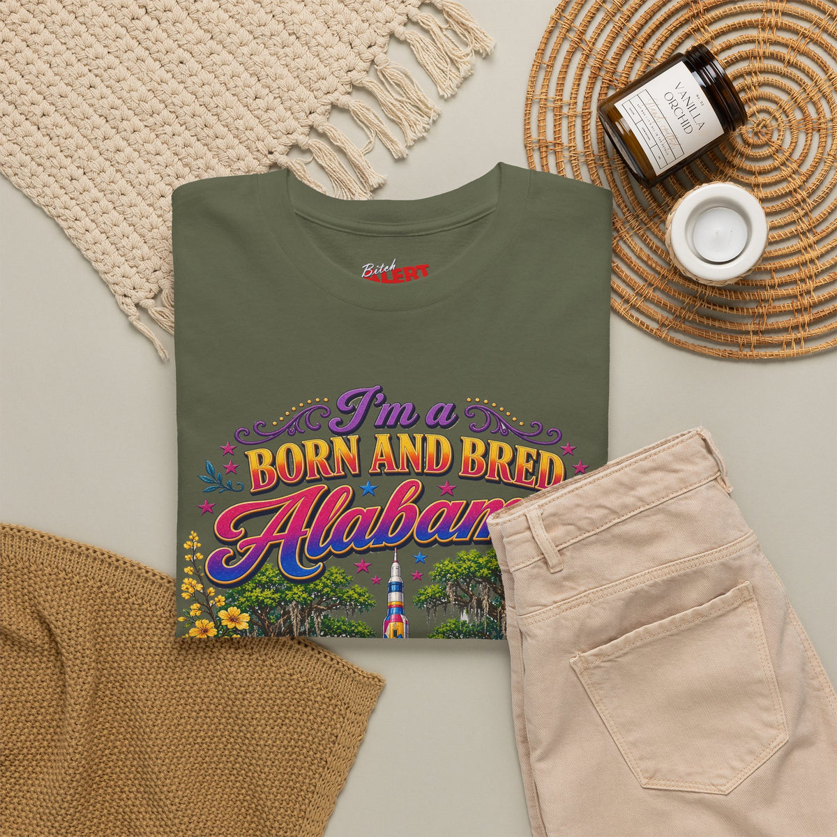 Alabama Born & Raised Graphic Tee — 'Born and Bred Alabama Bitch'