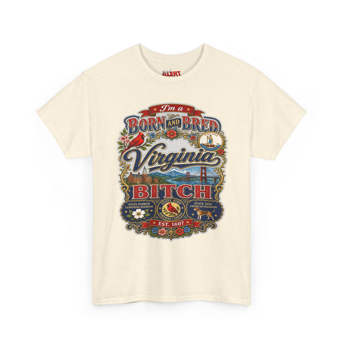 Virginia Born and Bred T-Shirt — Vintage State Pride Graphic Tee ("Virginia Bitch")
