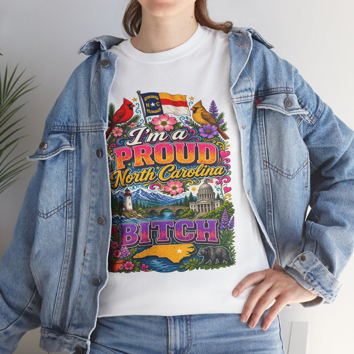 North Carolina Proud Bitch T-Shirt — Floral State Pride Graphic Tee