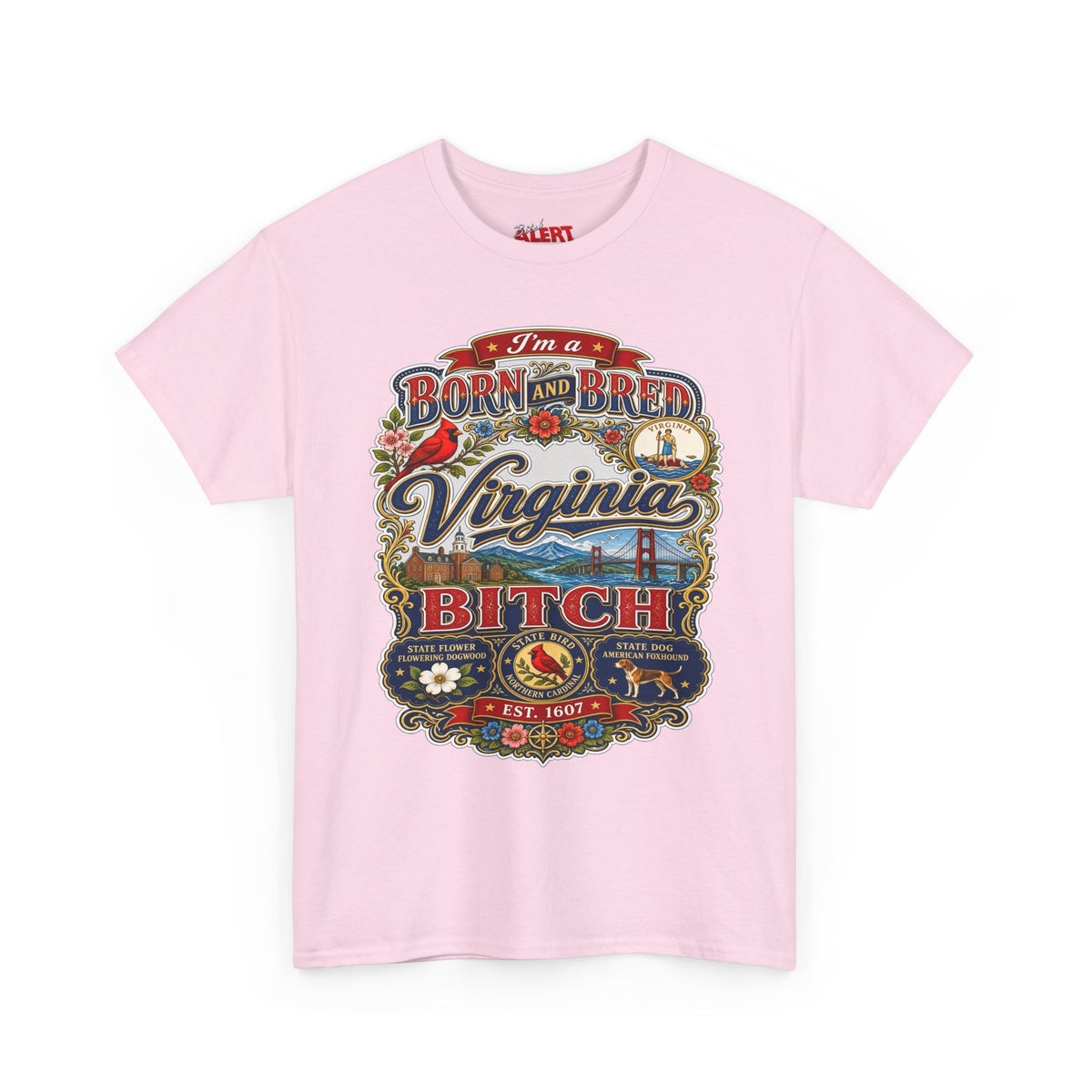 Virginia Born and Bred T-Shirt — Vintage State Pride Graphic Tee ("Virginia Bitch")