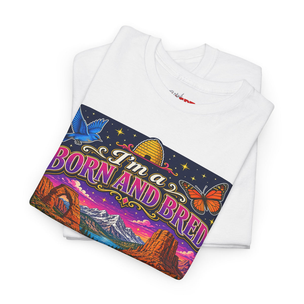 Utah Born and Bred T-Shirt — "I'm a Born and Bred Utah Bitch" Retro Floral Graphic Tee
