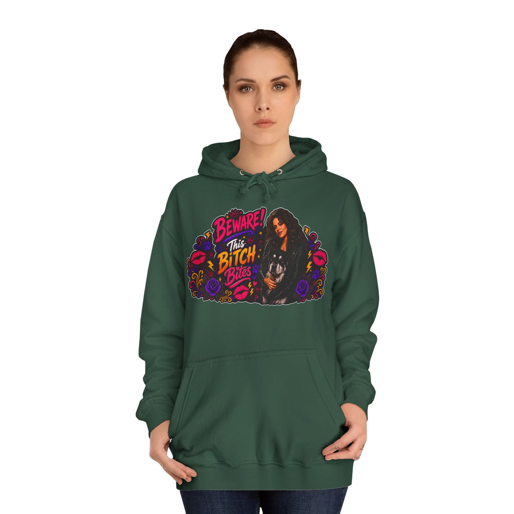 "Beware This Bitch Bites" Floral Graphic Hoodie