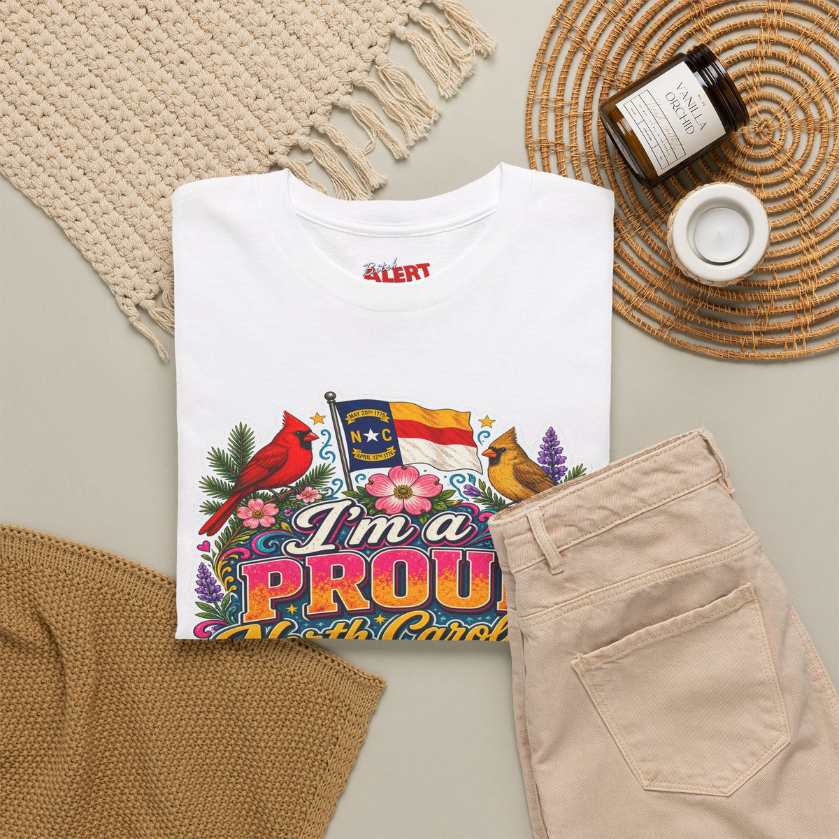 North Carolina Proud Bitch T-Shirt — Floral State Pride Graphic Tee