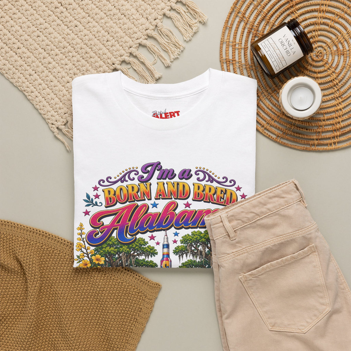 Alabama Born & Raised Graphic Tee — 'Born and Bred Alabama Bitch'
