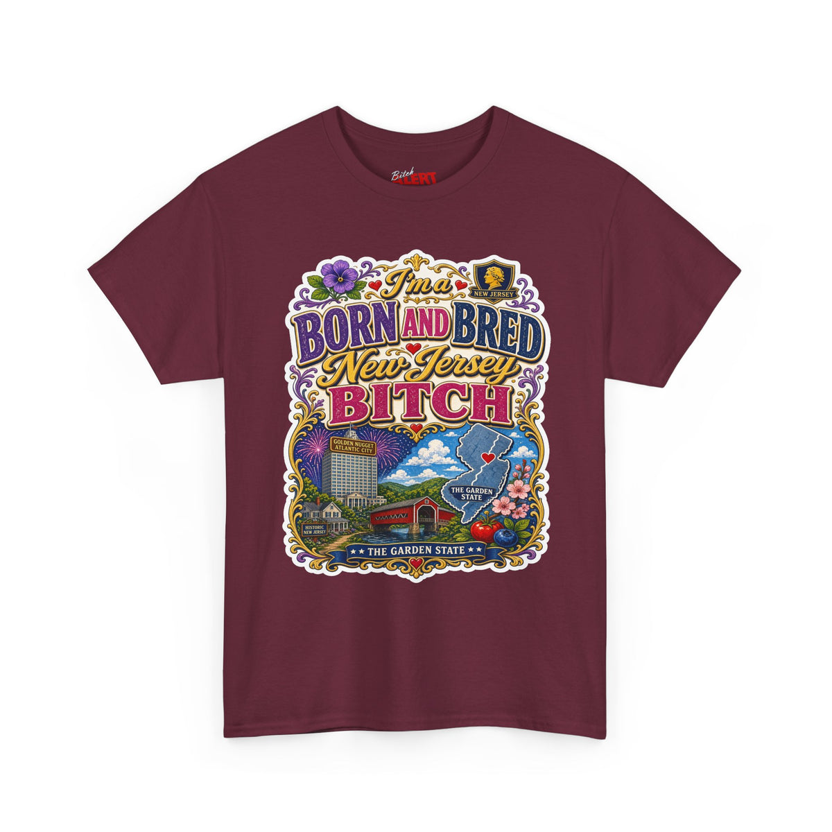 New Jersey Born and Bred Tee — "Born and Bred New Jersey Bitch" Vintage State Pride Shirt