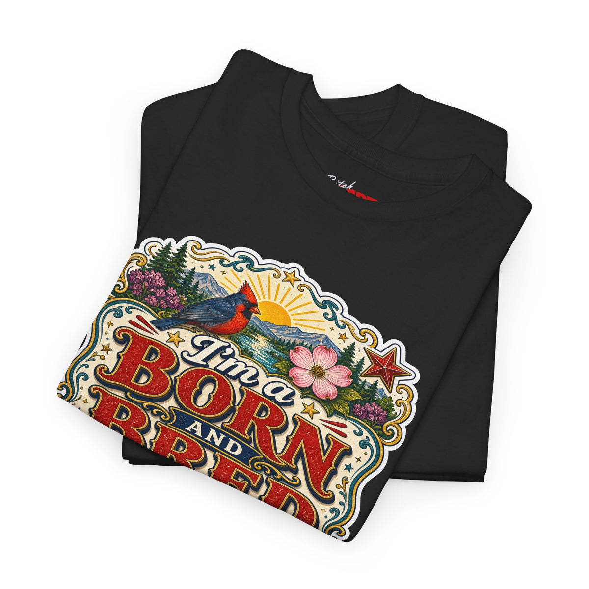 North Carolina Born and Bred Bitch T-Shirt — Vintage Floral Americana Tee