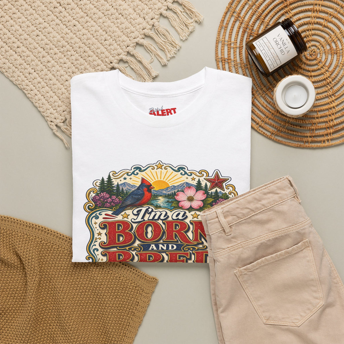 North Carolina Born and Bred Bitch T-Shirt — Vintage Floral Americana Tee