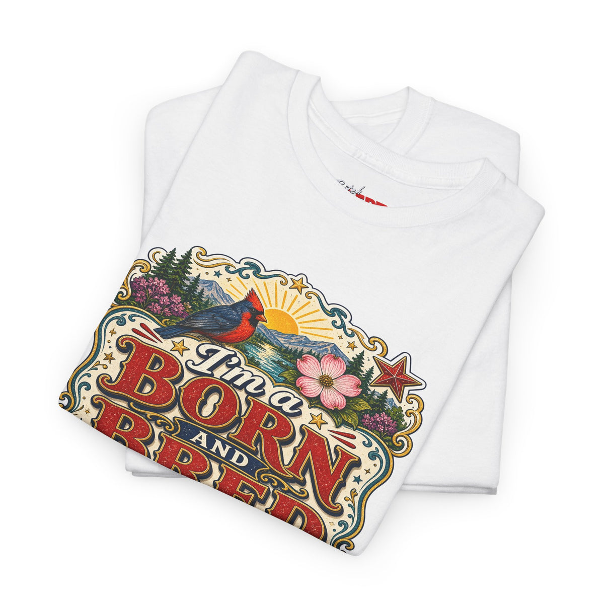 North Carolina Born and Bred Bitch T-Shirt — Vintage Floral Americana Tee