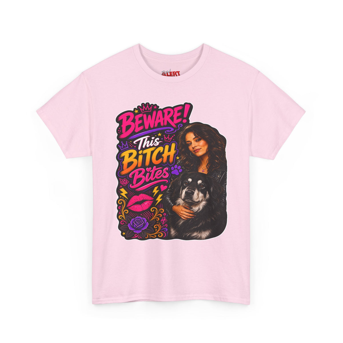 Beware This Bitch Bites T-Shirt — Funny Dog Lover Graphic Tee