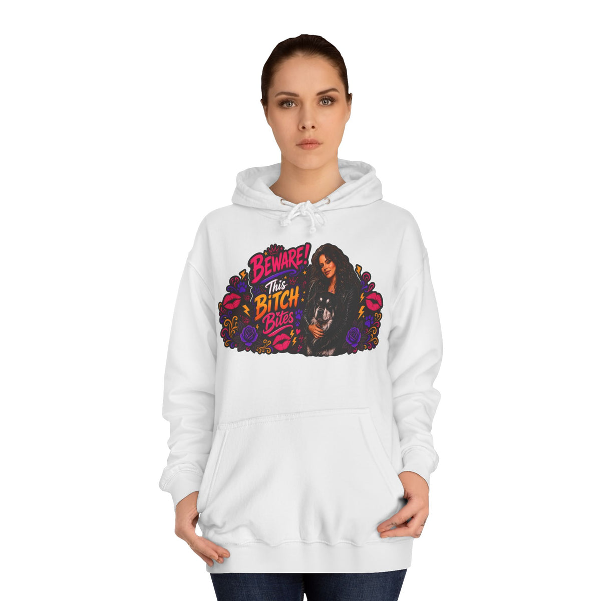 "Beware This Bitch Bites" Floral Graphic Hoodie