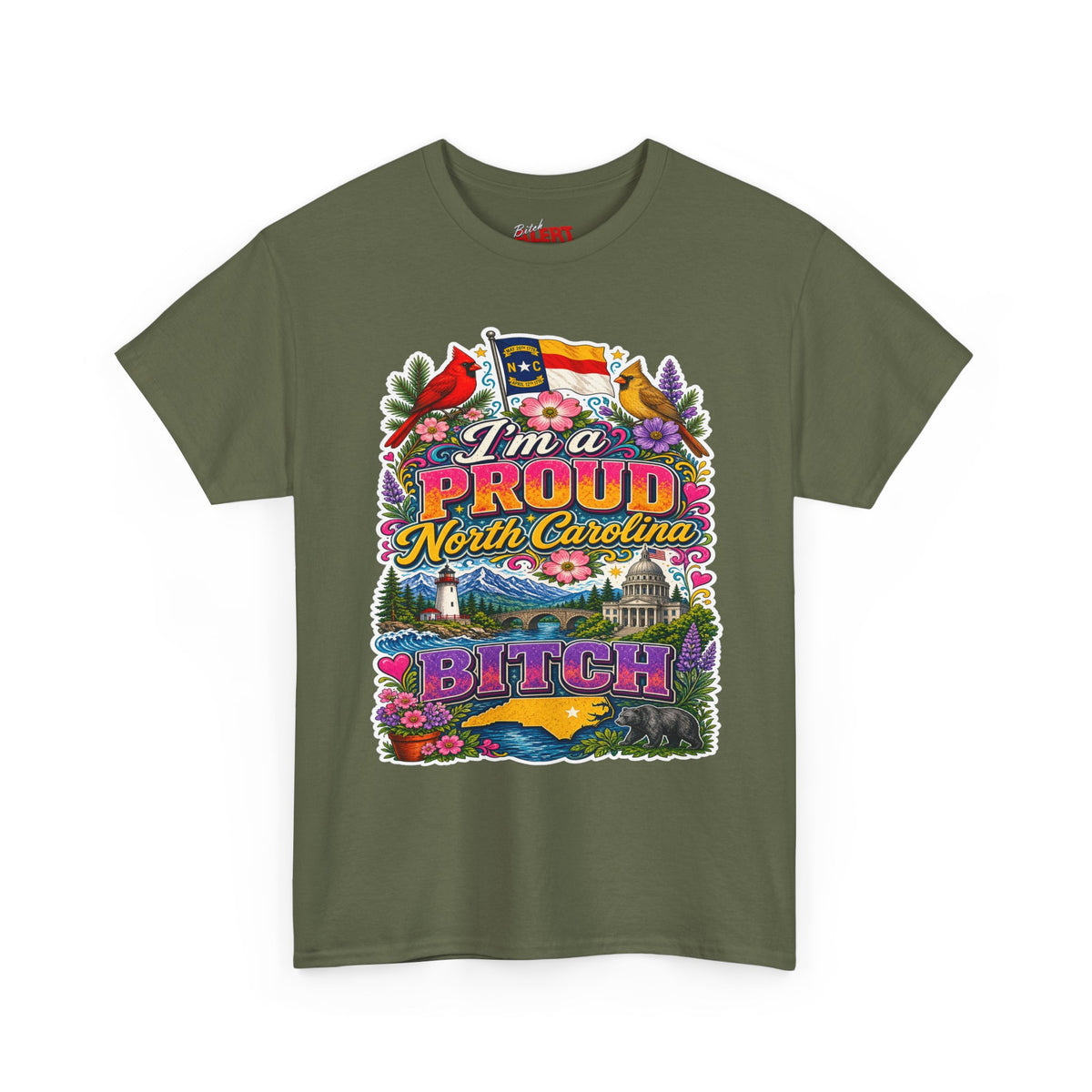 North Carolina Proud Bitch T-Shirt — Floral State Pride Graphic Tee