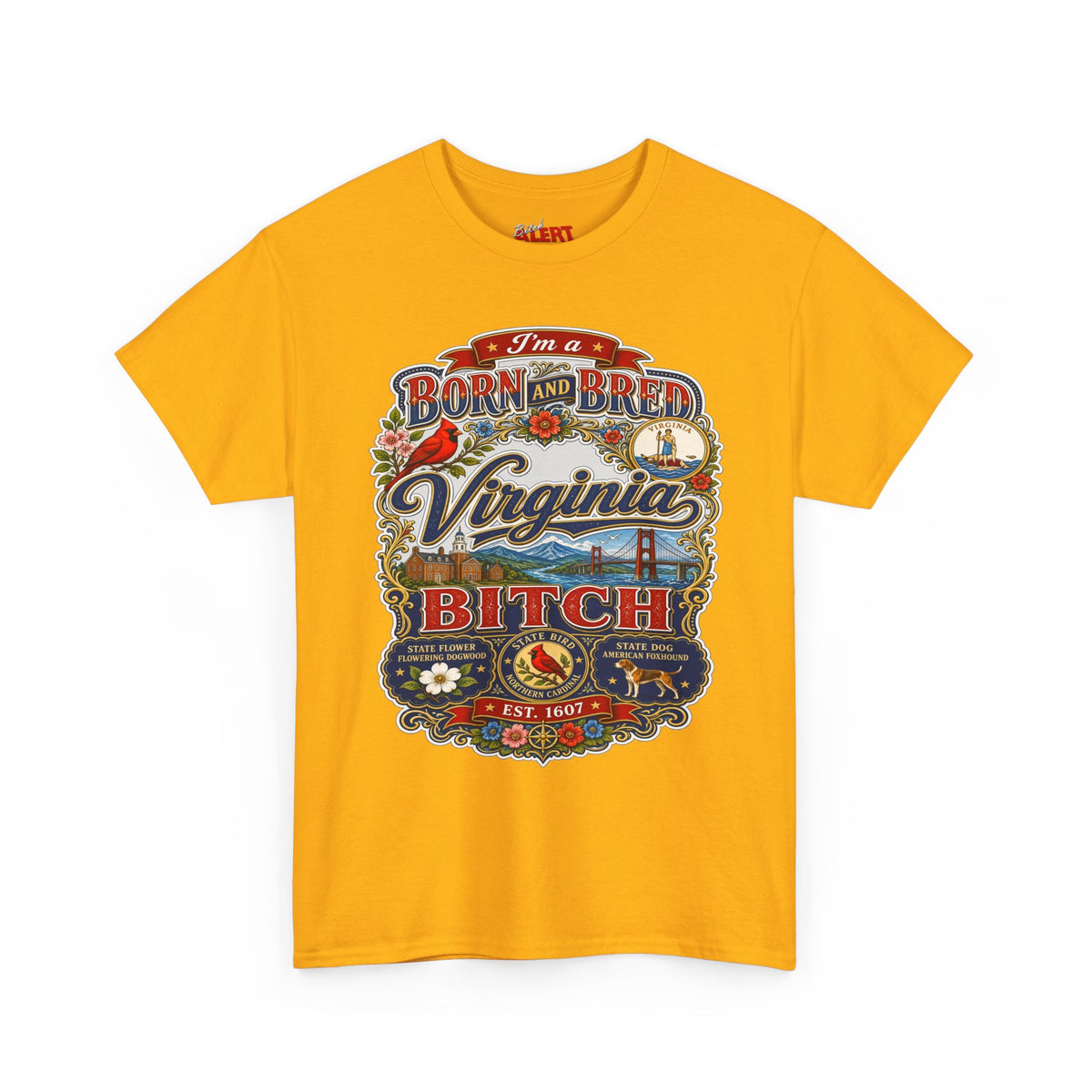 Virginia Born and Bred T-Shirt — Vintage State Pride Graphic Tee ("Virginia Bitch")