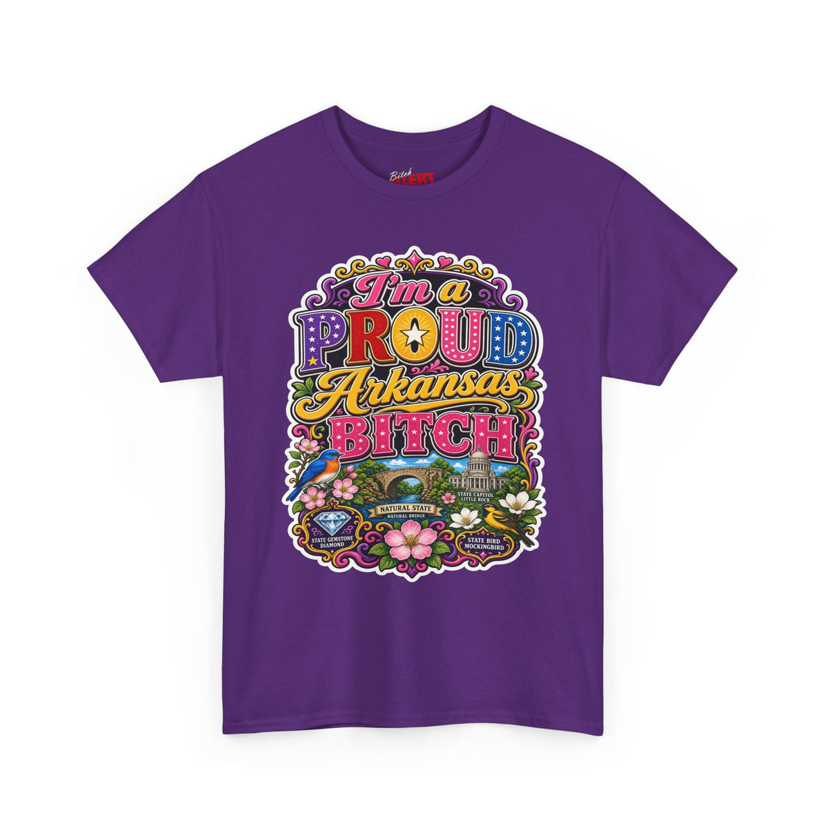 Arkansas Proud Bitch T-Shirt — Retro Floral State Pride Tee
