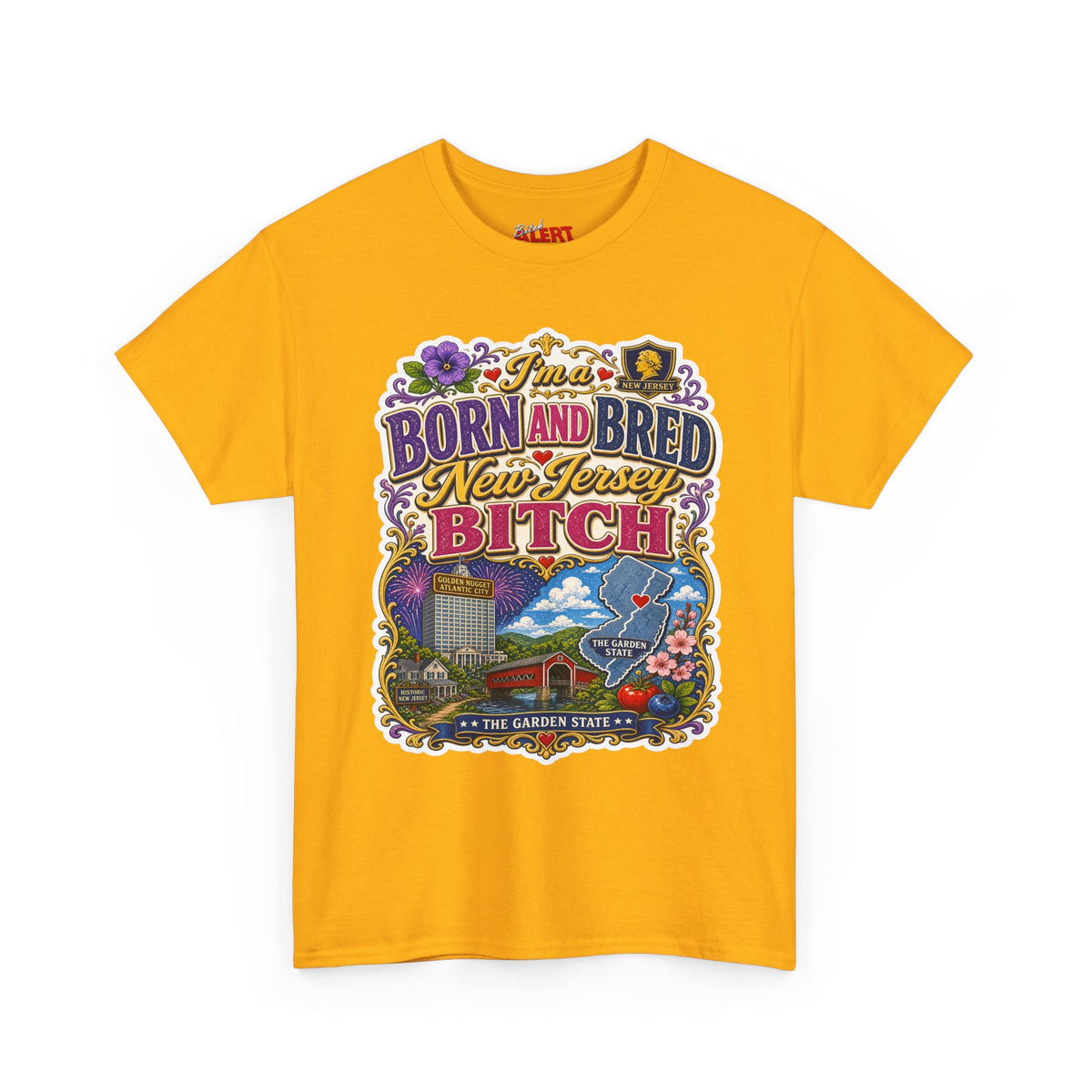 New Jersey Born and Bred Tee — "Born and Bred New Jersey Bitch" Vintage State Pride Shirt