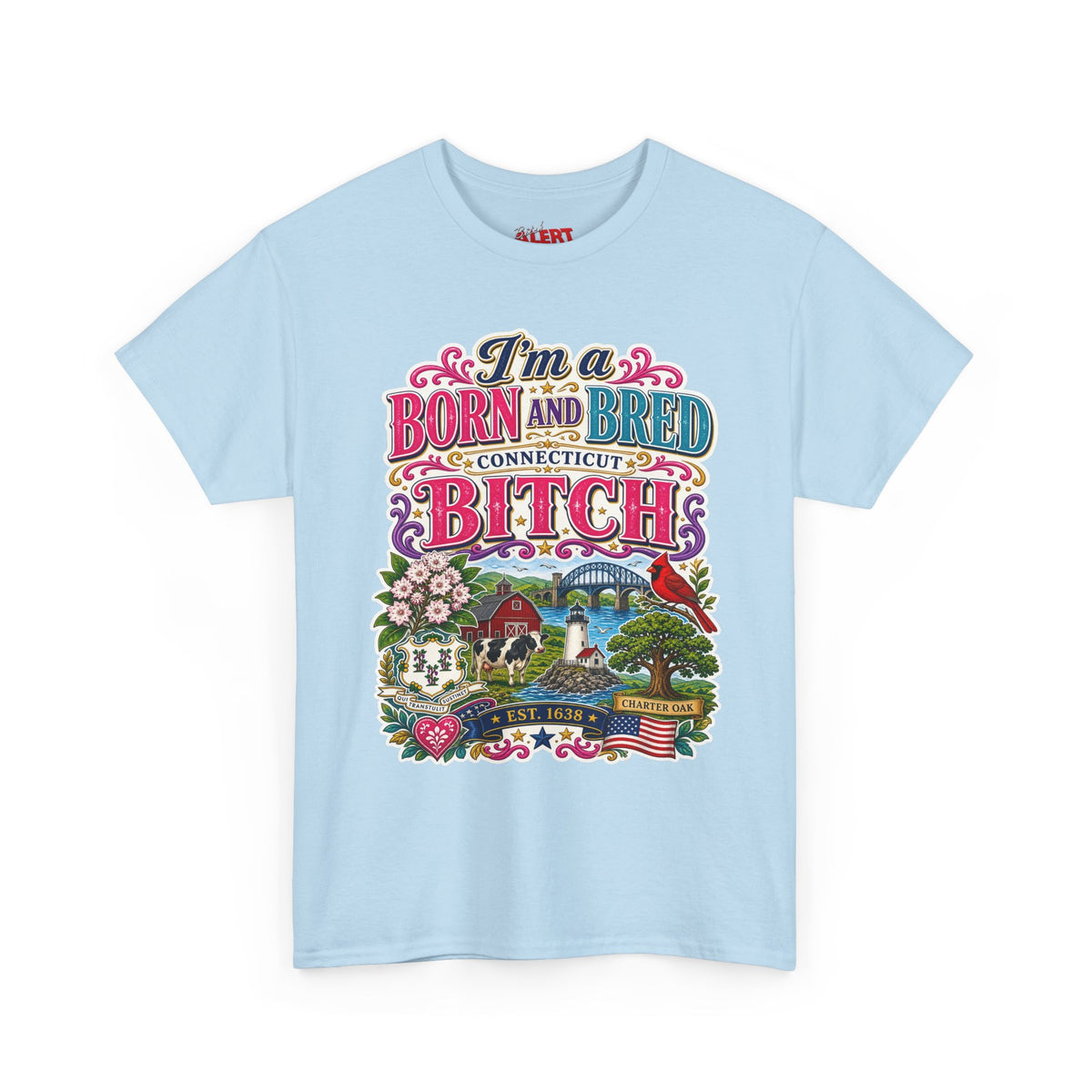 Connecticut Born and Bred Graphic Tee — "I'm a Born and Bred Connecticut Bitch"
