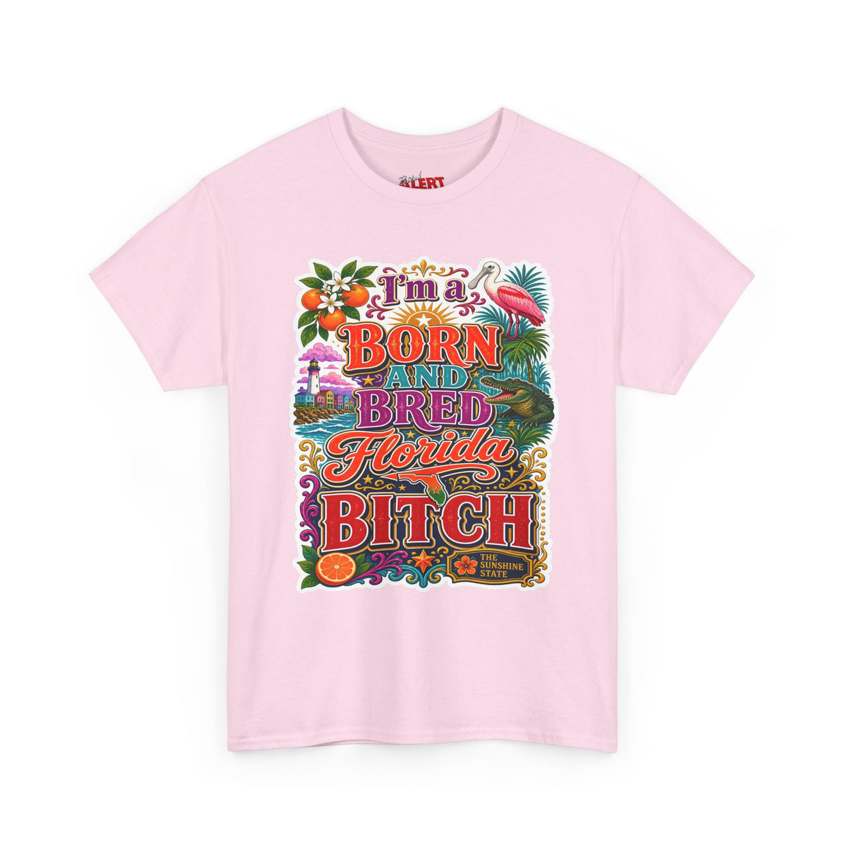 Florida Born & Bred Tee — "I'm a Born and Bred Florida Bitch" Colorful Retro State Pride T-Shirt