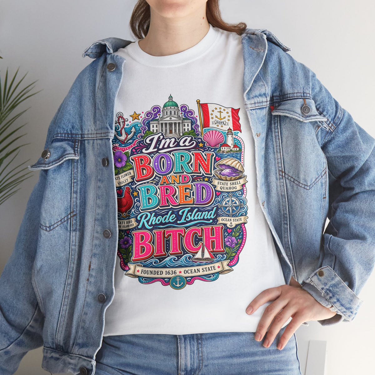 Rhode Island Born and Bred Tee — "I'm a Born and Bred Rhode Island Bitch" Graphic T-Shirt