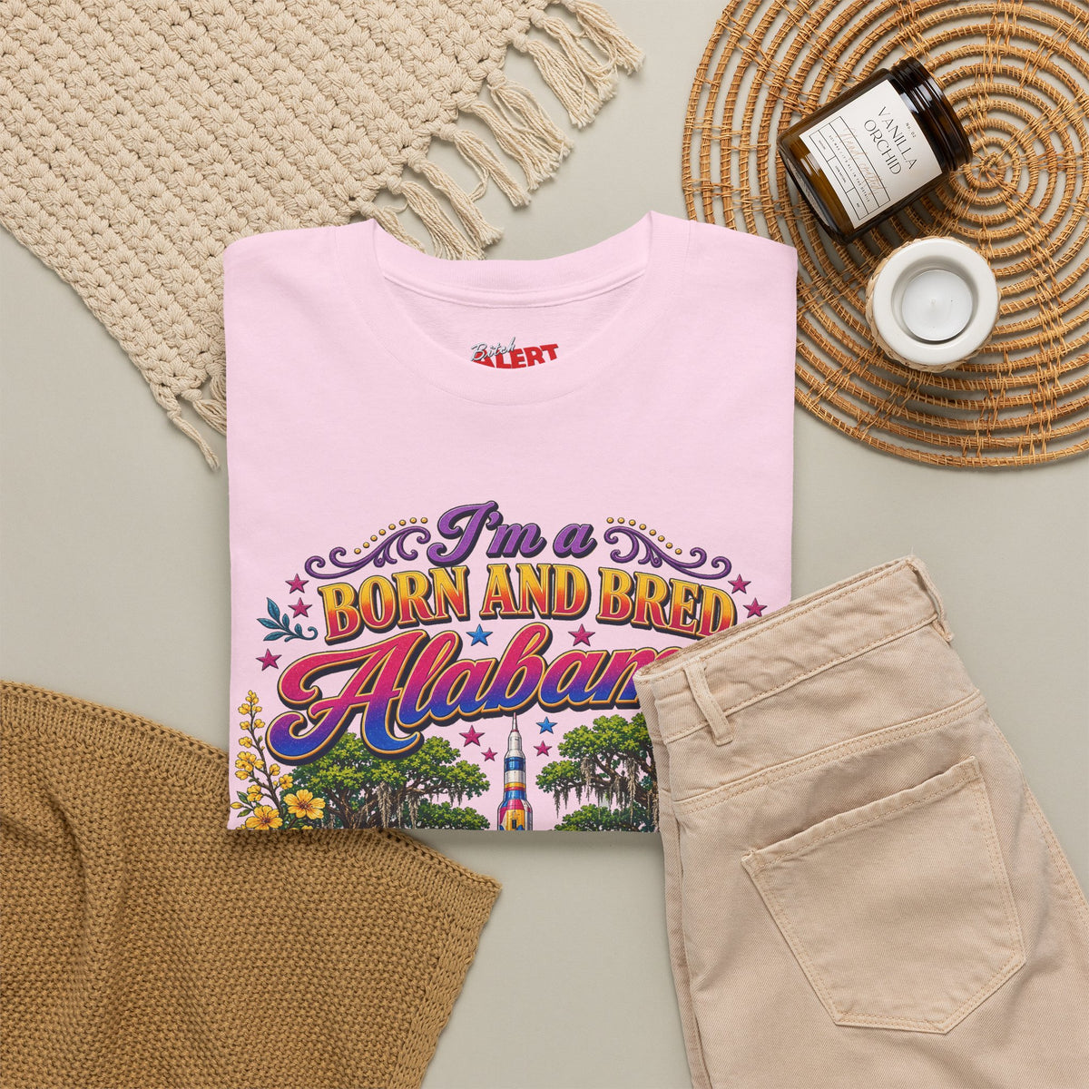 Alabama Born & Raised Graphic Tee — 'Born and Bred Alabama Bitch'