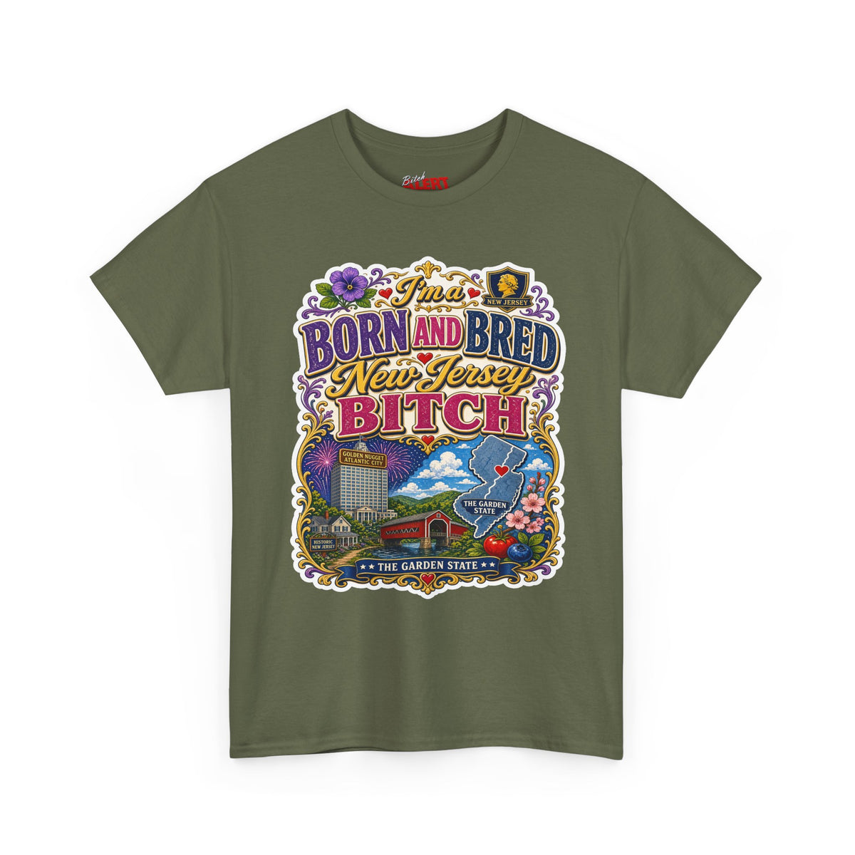 New Jersey Born and Bred Tee — "Born and Bred New Jersey Bitch" Vintage State Pride Shirt