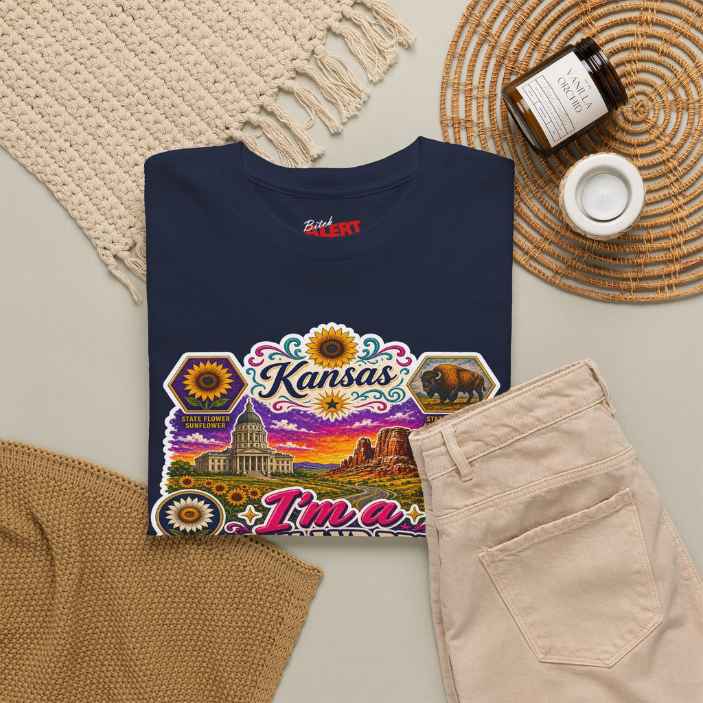 Kansas Born and Bred T-Shirt — "I'm a Born and Bred Kansas Bitch" Graphic Tee