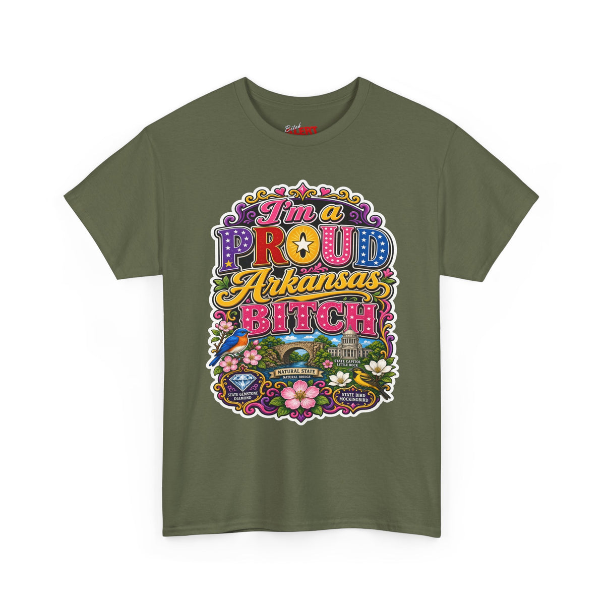 Arkansas Proud Bitch T-Shirt — Retro Floral State Pride Tee