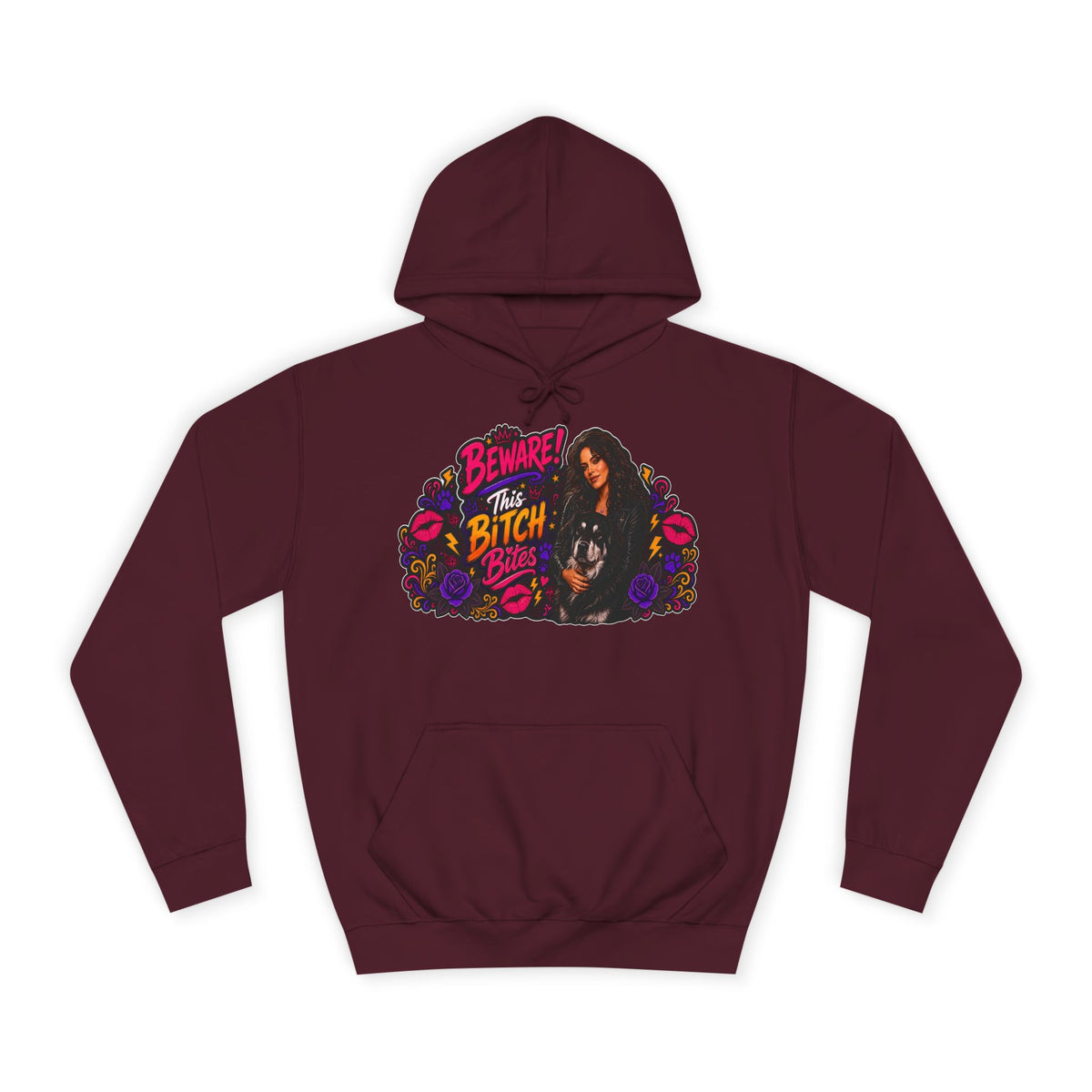 "Beware This Bitch Bites" Floral Graphic Hoodie