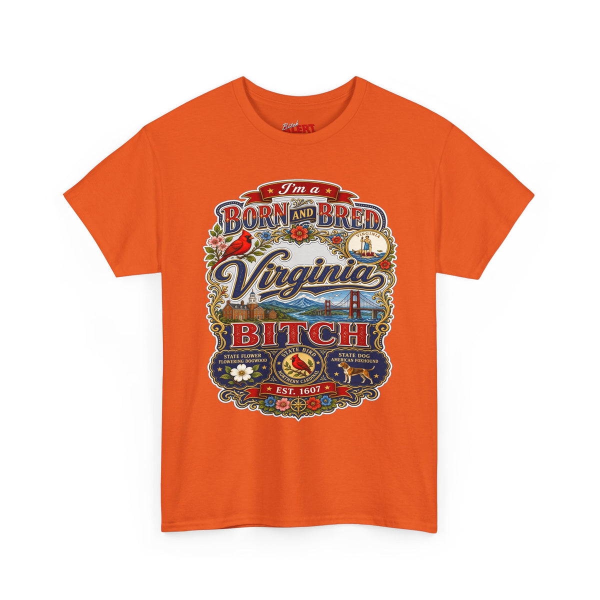 Virginia Born and Bred T-Shirt — Vintage State Pride Graphic Tee ("Virginia Bitch")