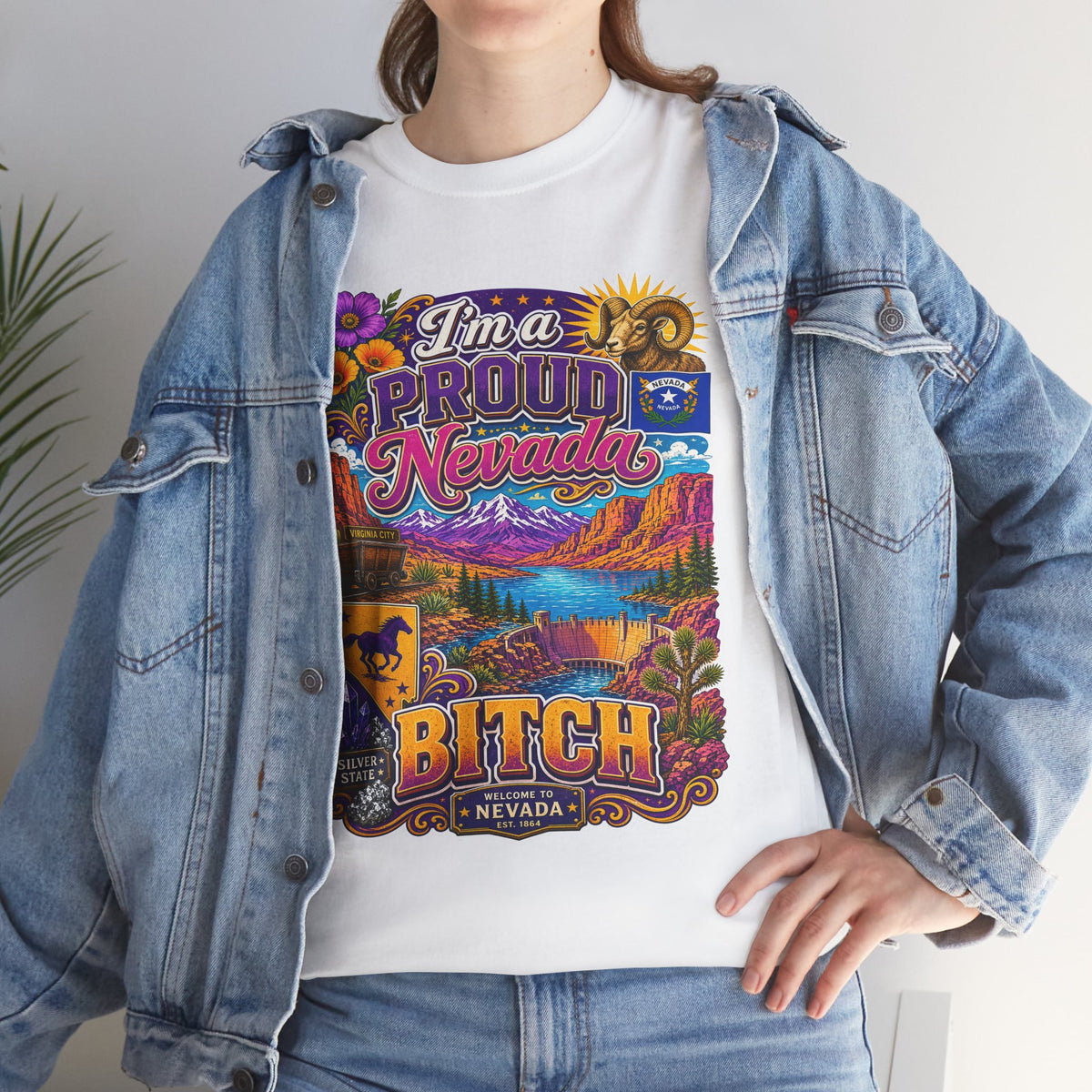 Nevada Proud T-Shirt — "I'm a Proud Nevada Bitch" Retro Scenic Tee