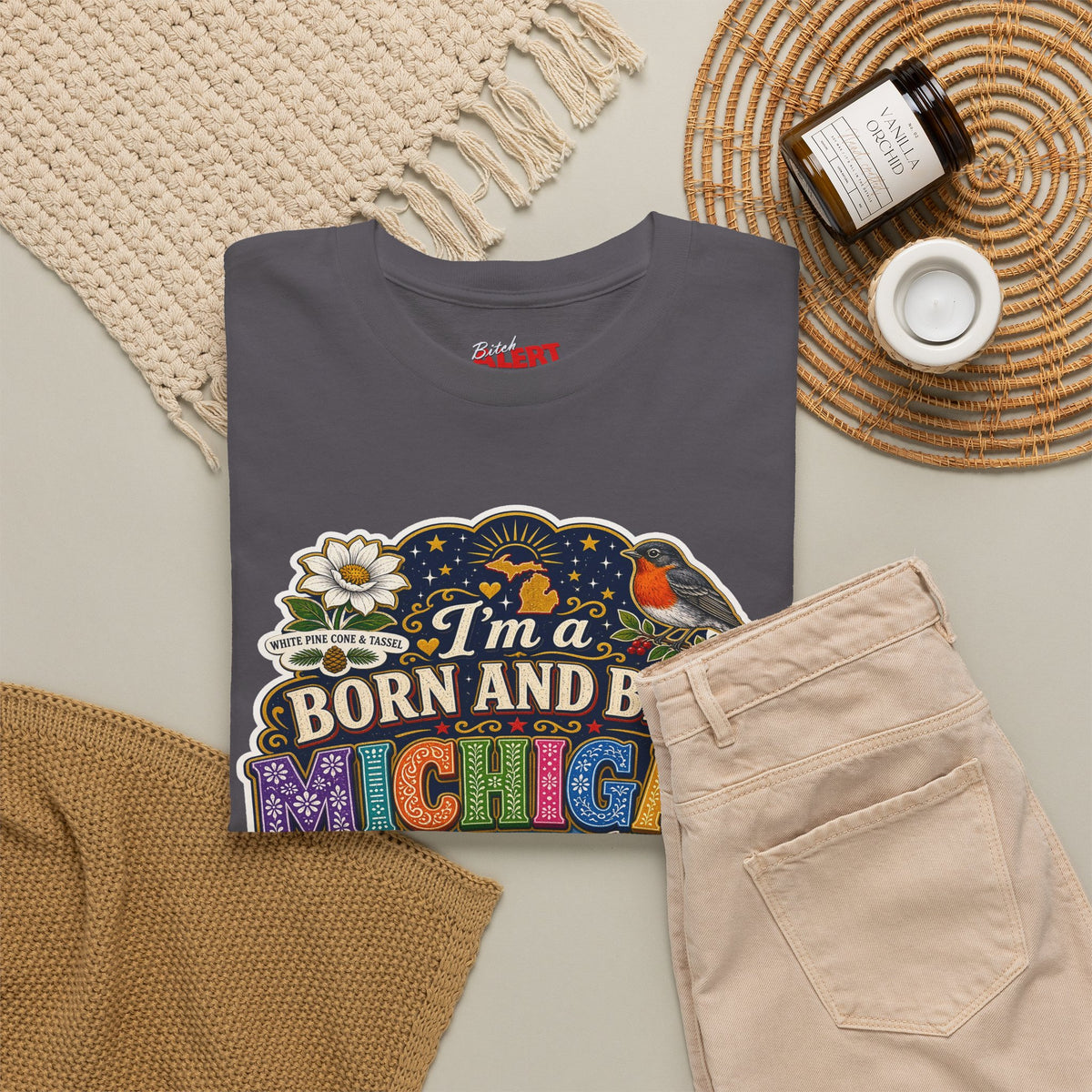 Michigan Born and Bred Tee — "I'm a Born and Bred Michigan Bitch" Graphic T‑Shirt