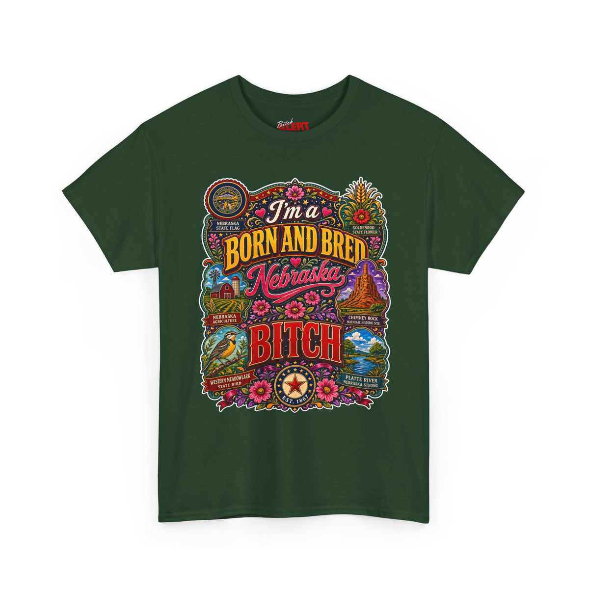 Nebraska Born & Bred Tee 2 — "I'm a Born and Bred Nebraska Bitch" Vintage State Pride T‑Shirt
