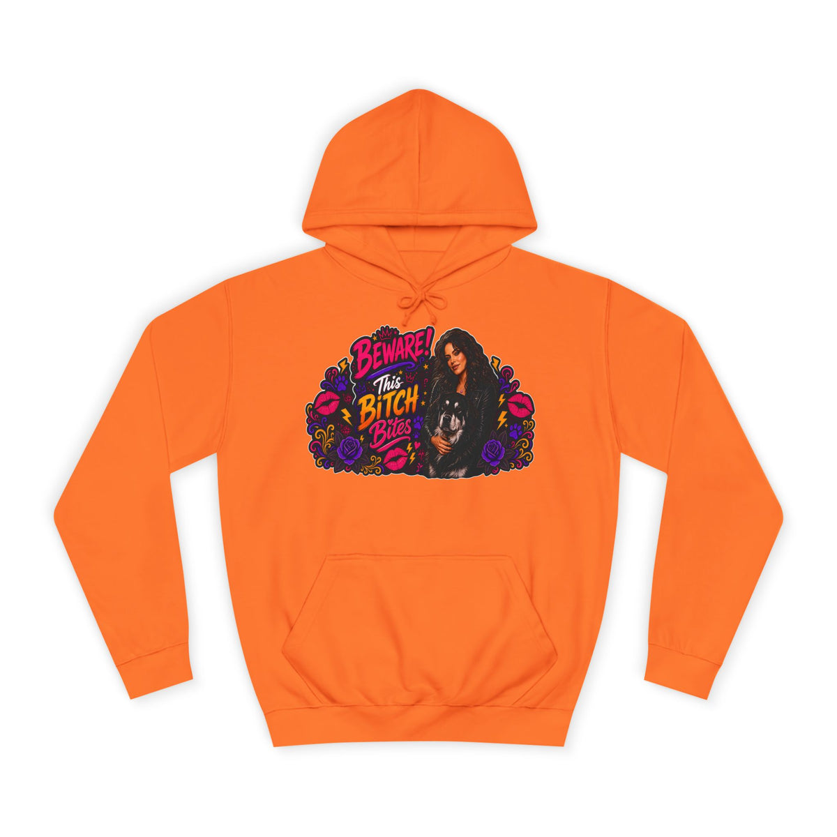 "Beware This Bitch Bites" Floral Graphic Hoodie