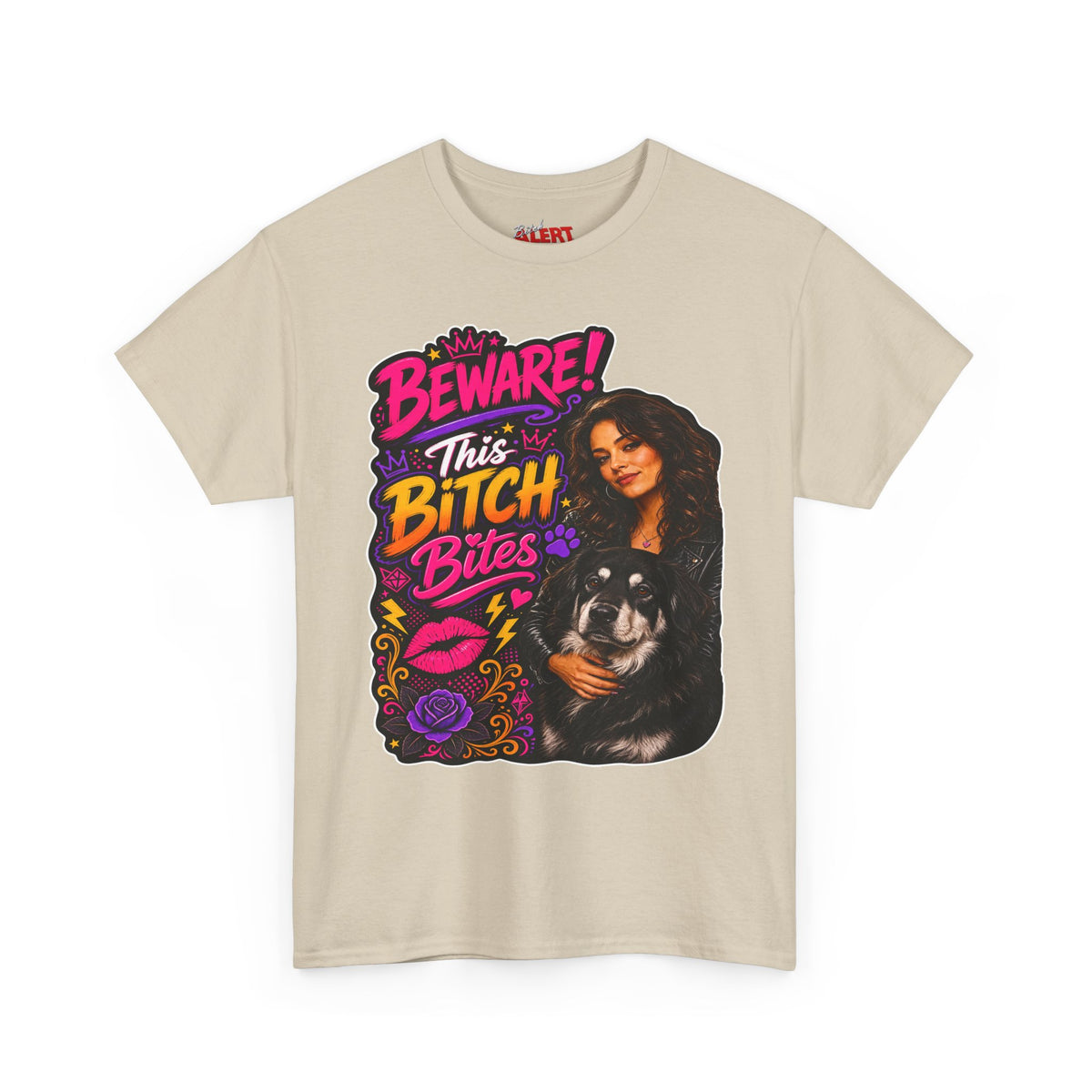 Beware This Bitch Bites T-Shirt — Funny Dog Lover Graphic Tee