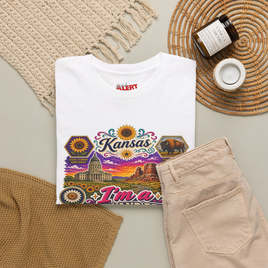Kansas Born and Bred T-Shirt — "I'm a Born and Bred Kansas Bitch" Graphic Tee