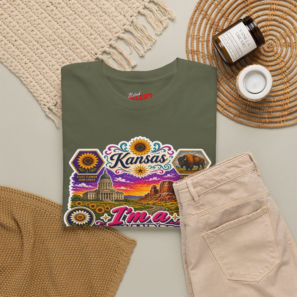 Kansas Born and Bred T-Shirt — "I'm a Born and Bred Kansas Bitch" Graphic Tee