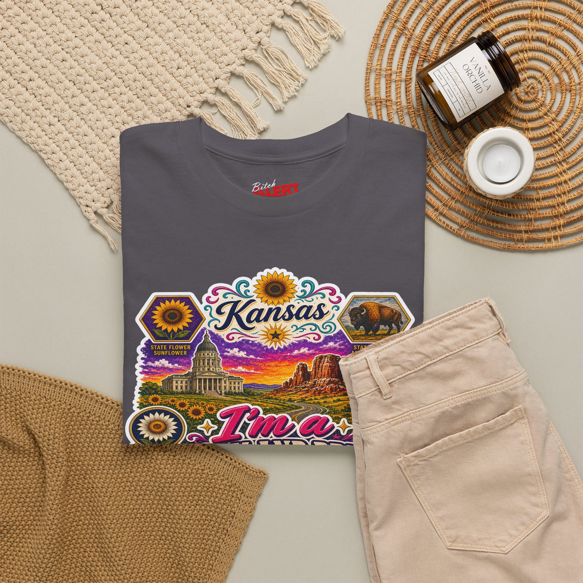 Kansas Born and Bred T-Shirt — "I'm a Born and Bred Kansas Bitch" Graphic Tee