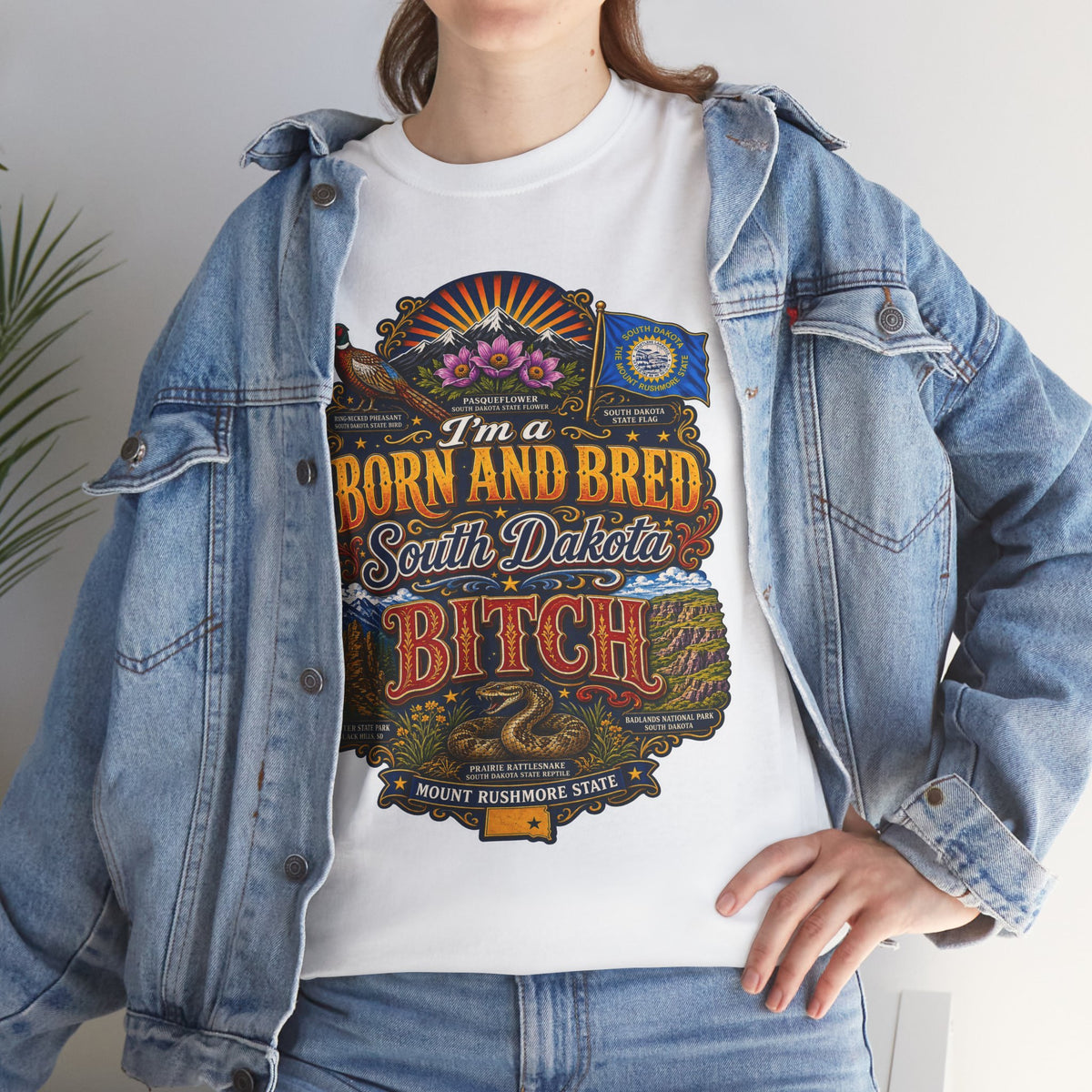South Dakota Born and Bred Tee — "I'm a Born and Bred South Dakota Bitch" Vintage State Pride Shirt