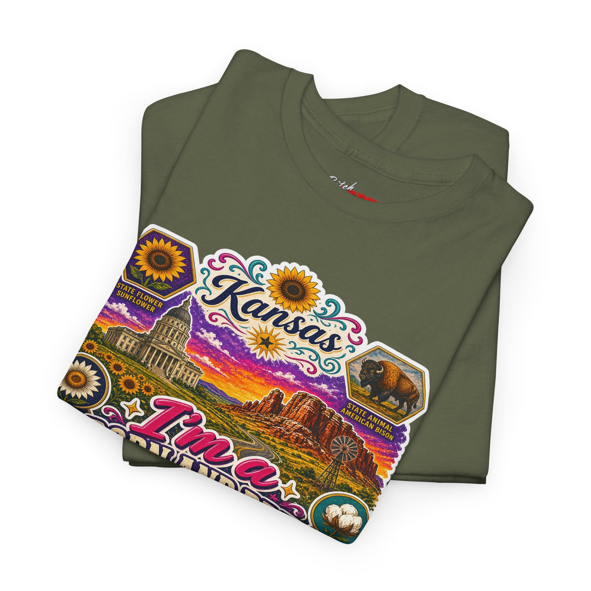 Kansas Born and Bred T-Shirt — "I'm a Born and Bred Kansas Bitch" Graphic Tee