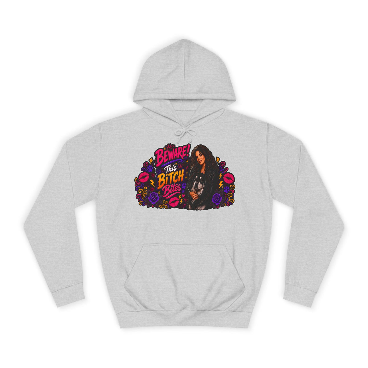 "Beware This Bitch Bites" Floral Graphic Hoodie