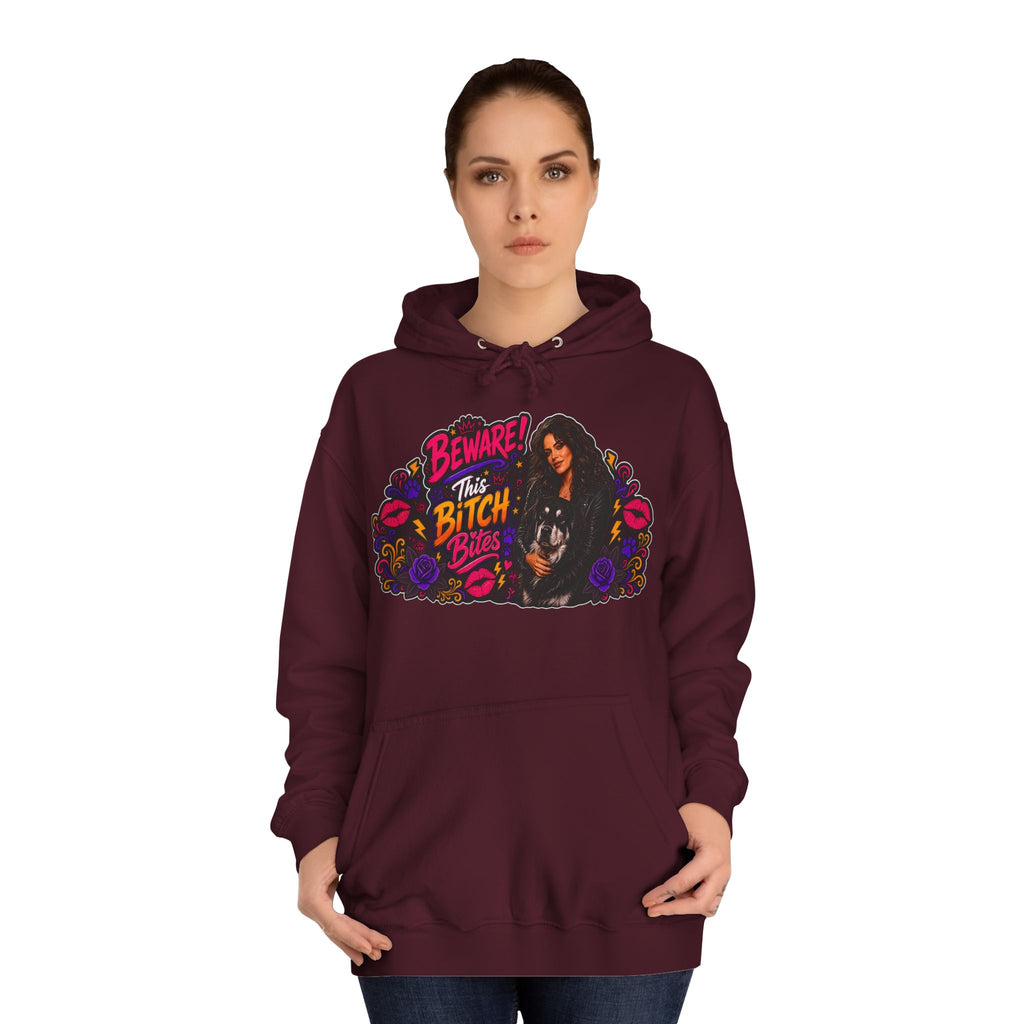 "Beware This Bitch Bites" Floral Graphic Hoodie