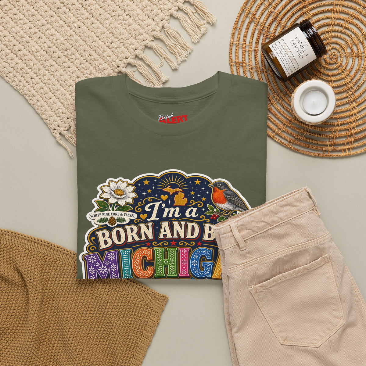 Michigan Born and Bred Tee — "I'm a Born and Bred Michigan Bitch" Graphic T‑Shirt